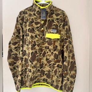 NWT Polo Ralph Lauren Voyager Camo Fleece Sweater Mens L Pullover Snap Button